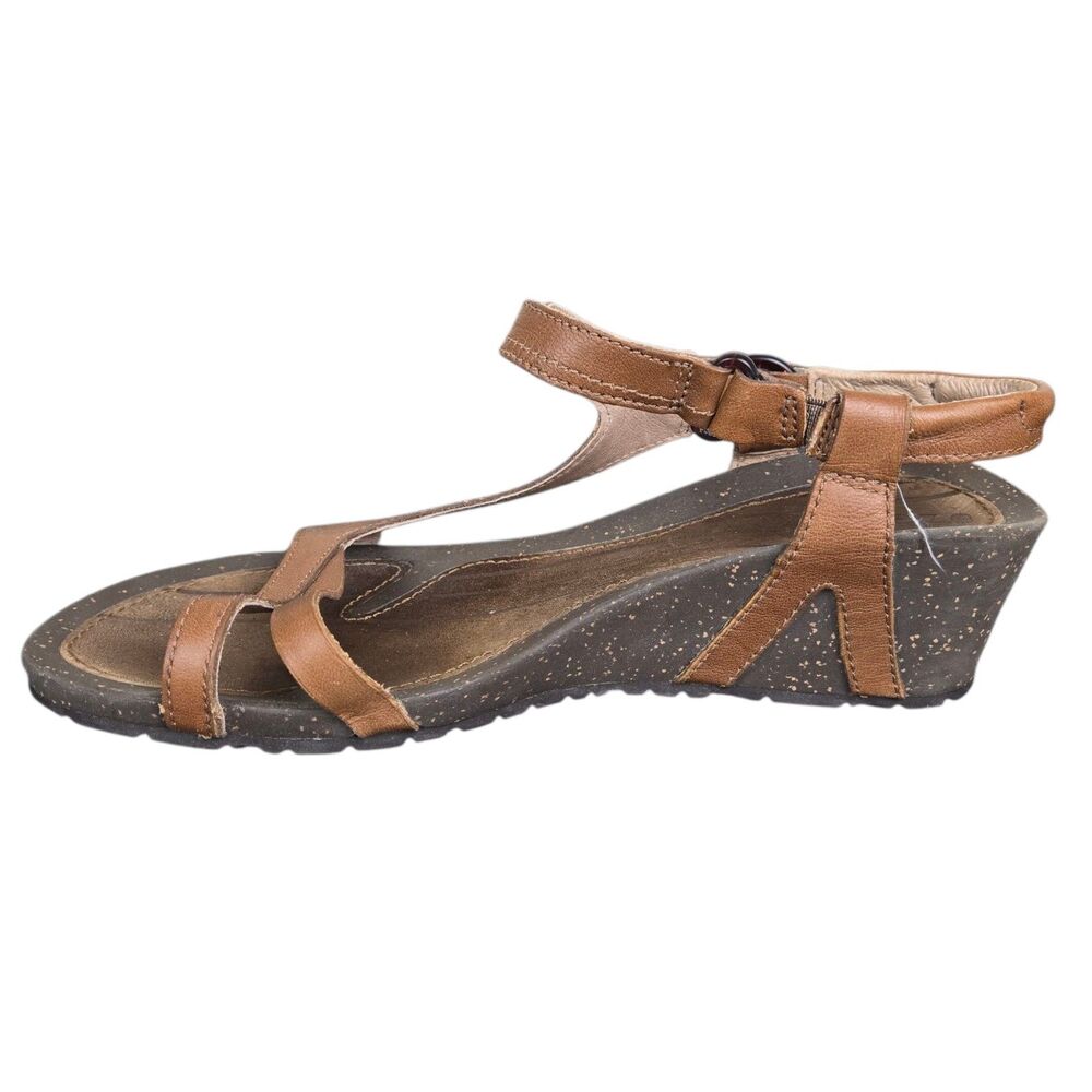 Teva Cabrillo 1001027 Strap Wedge Sandals Brown Leather Size 9.5 Ankle Strap - Picture 5 of 12